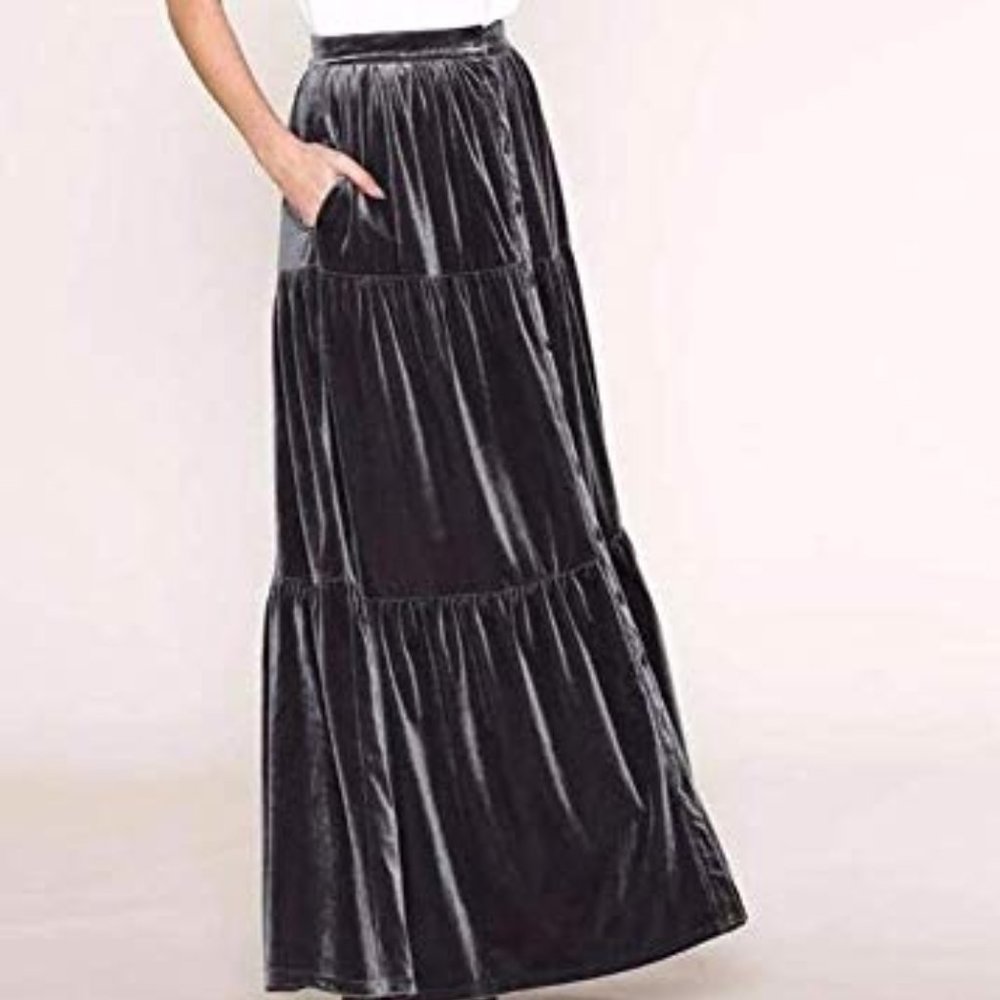 Listicle Velvet Maxi Skirt